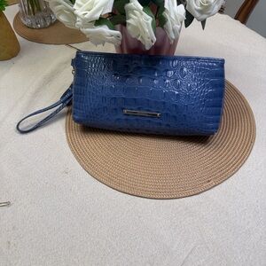 Brahmin Blue Embossed Wristlet
